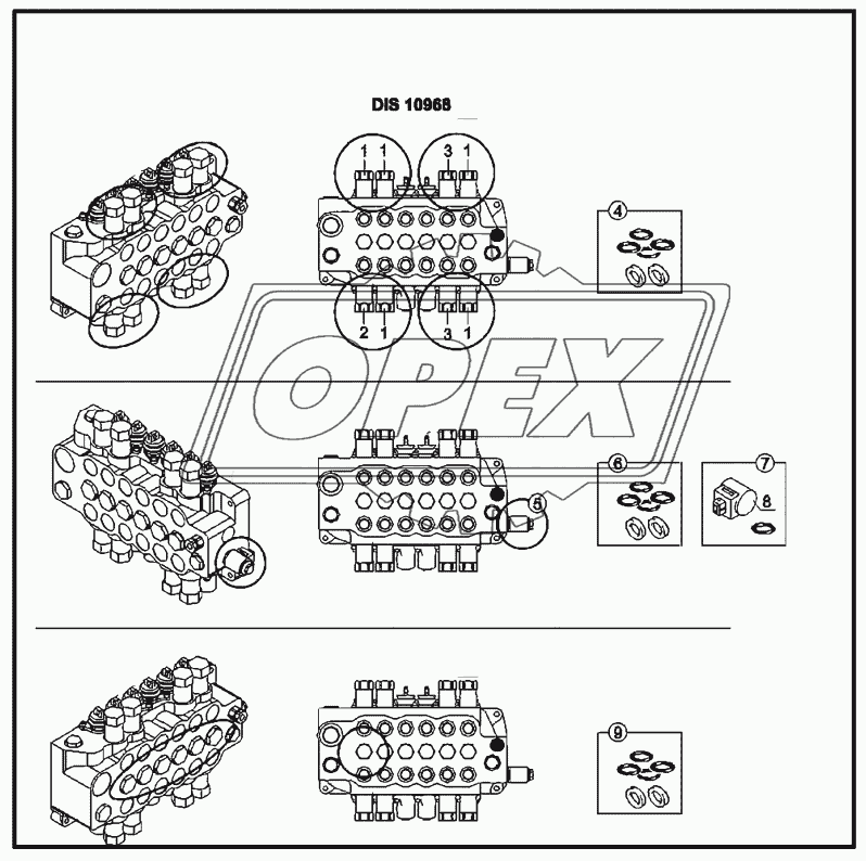 FLOW CONTROL VALVES,  BACKHOE CONTROL BLOCK