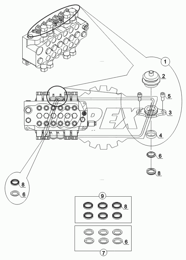 BOOT ASSEMBLY AND SEAL KIT, BACKHOE CONTROL BLOCK