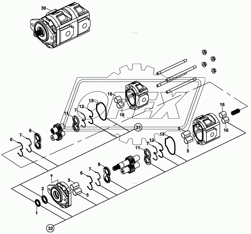 PUMP, HYDRAULIC, HEMA, ( 37/29 cc/rev)