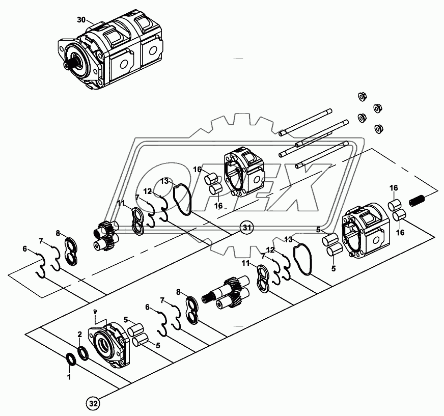 PUMP, HYDRAULIC, HEMA, ( 46/23 cc/rev)