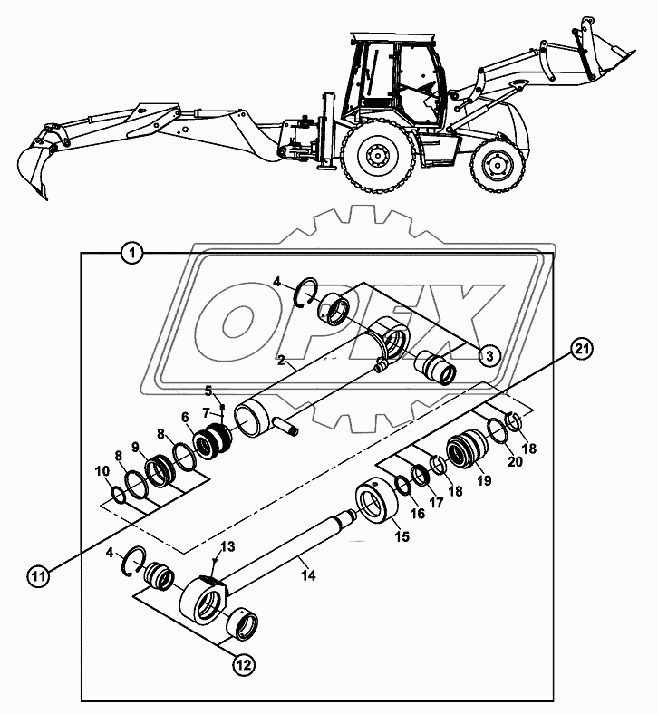 RAM, CLAMSHOVEL, RIGHT - LEFT, LOADER