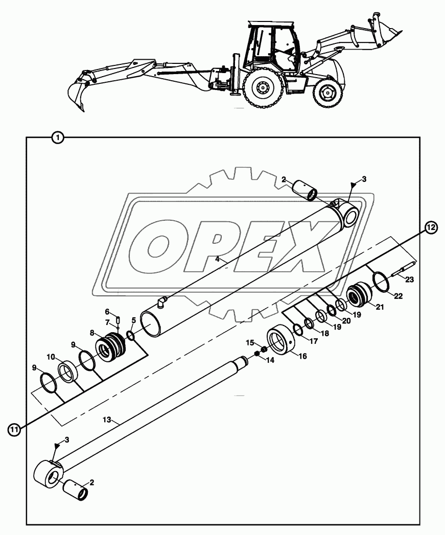 RAM, MAIN BOOM, BACKHOE