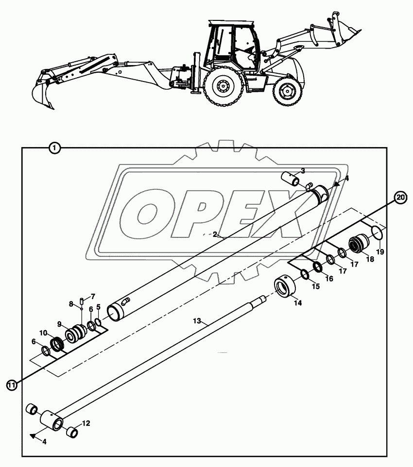 RAM, EXTENSION, TELESCOPIC DIPPER, BACKHOE