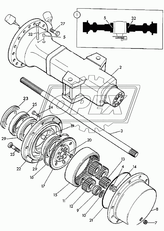 AXLE, DRIVE ASSEMBLY, REAR AXLE, PD 70