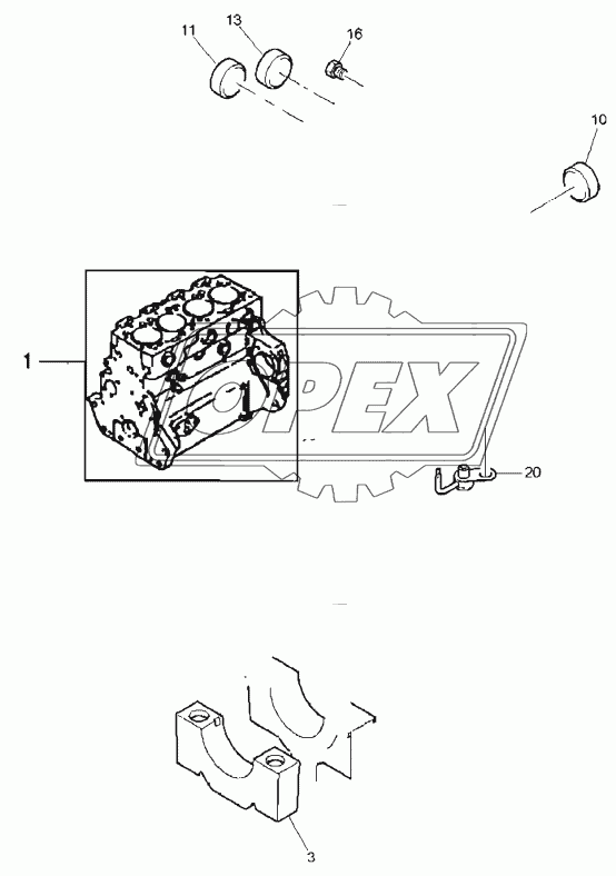 CYLINDER BLOCK &LINERS, ENGINE 1104C-44T, RG38101