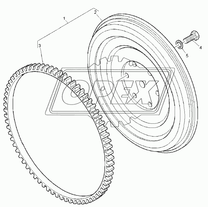 FLYWHEEL & STARTER RING, ENGINE 1104C-44T, RG38101