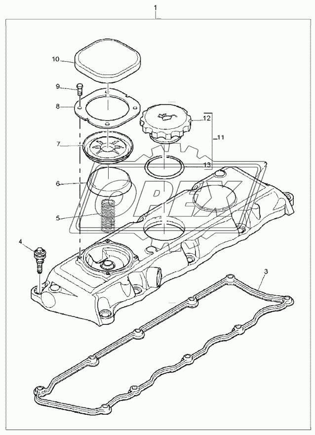 CYLINDER HEAD COVER, ENGINE 1104C-44T, RG38101 1