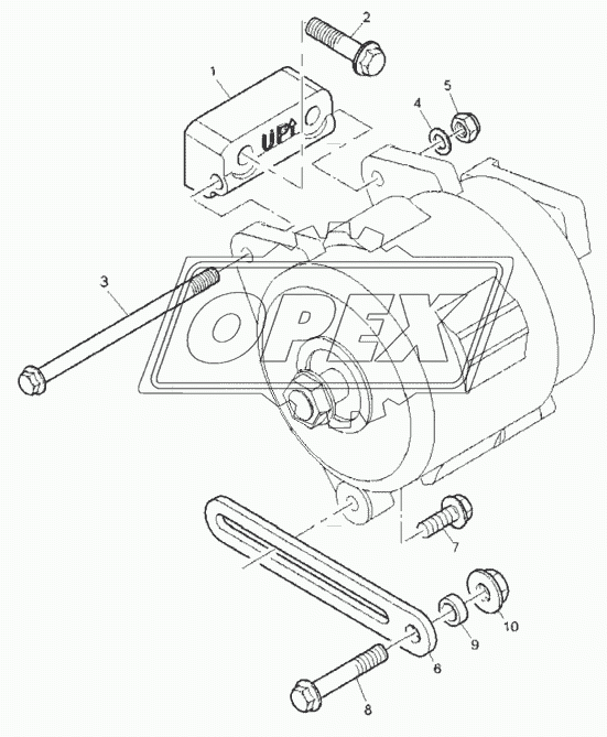 ALTERNATOR BRACKET & FIXINGS, ENGINE 1104C-44T, RG38101