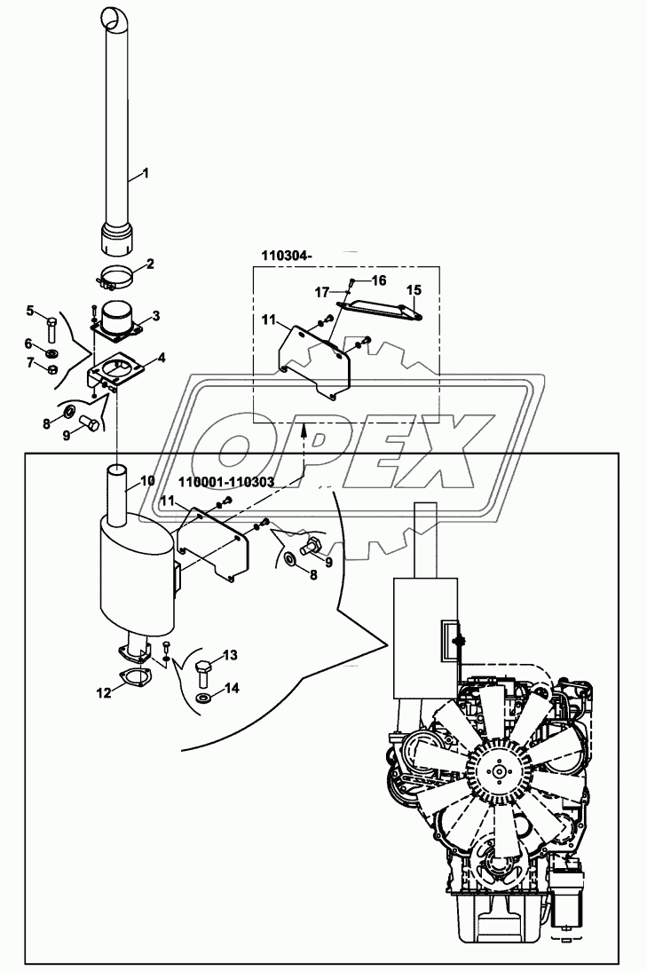 EXHAUST ASSEMBLY - GREEN 2 ENGINE