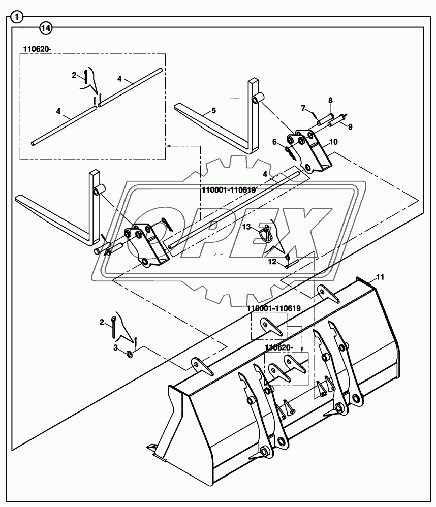 SHOVEL, FORKLIFT MOUNTED