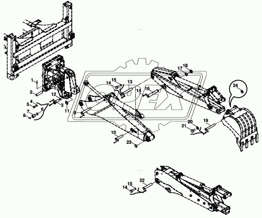 MOUNTINGS, BACKHOE COMPONENTS