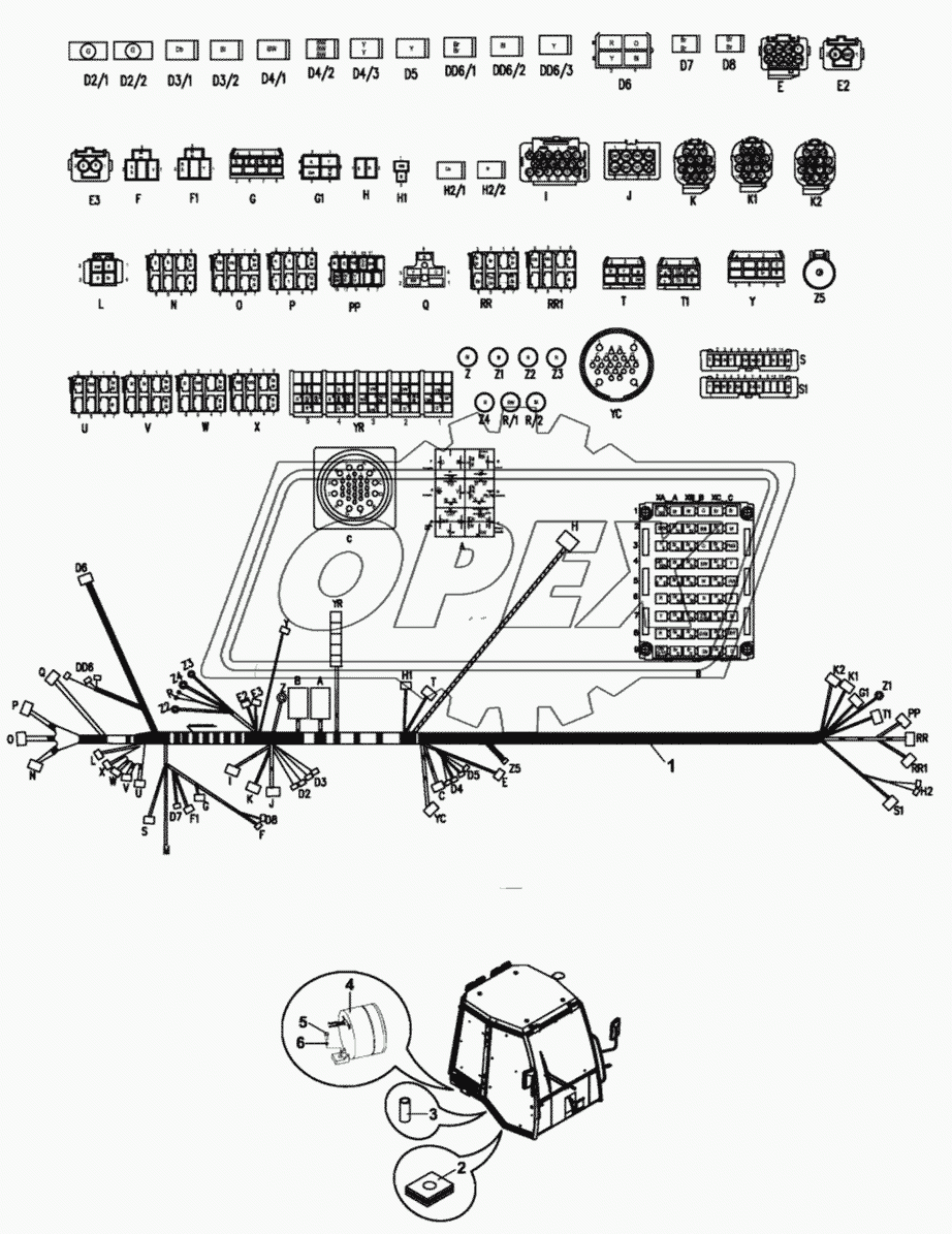 HARNESS, CAB, SINGLE BRAKE PEDAL