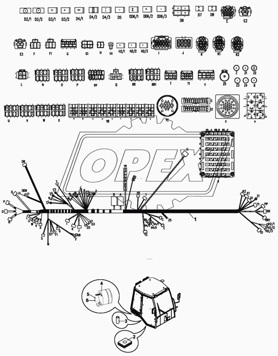 HARNESS, CAB, DOUBLE BRAKE PEDAL