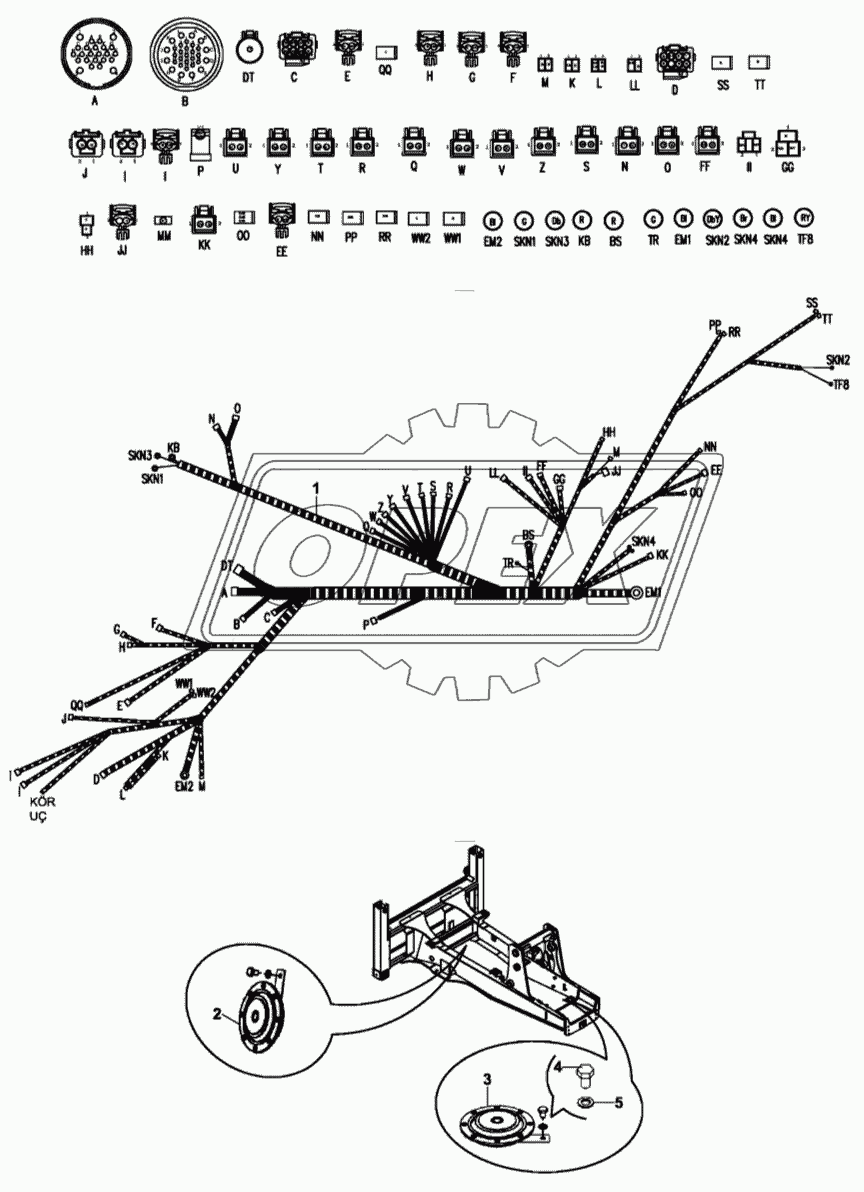 HARNESS, ENGINE, SINGLE BRAKE PEDAL