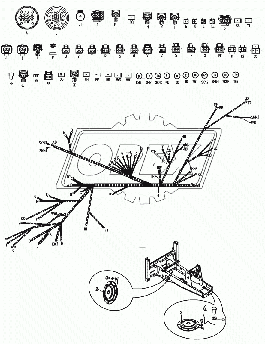 HARNESS, ENGINE, DOUBLE BRAKE PEDAL