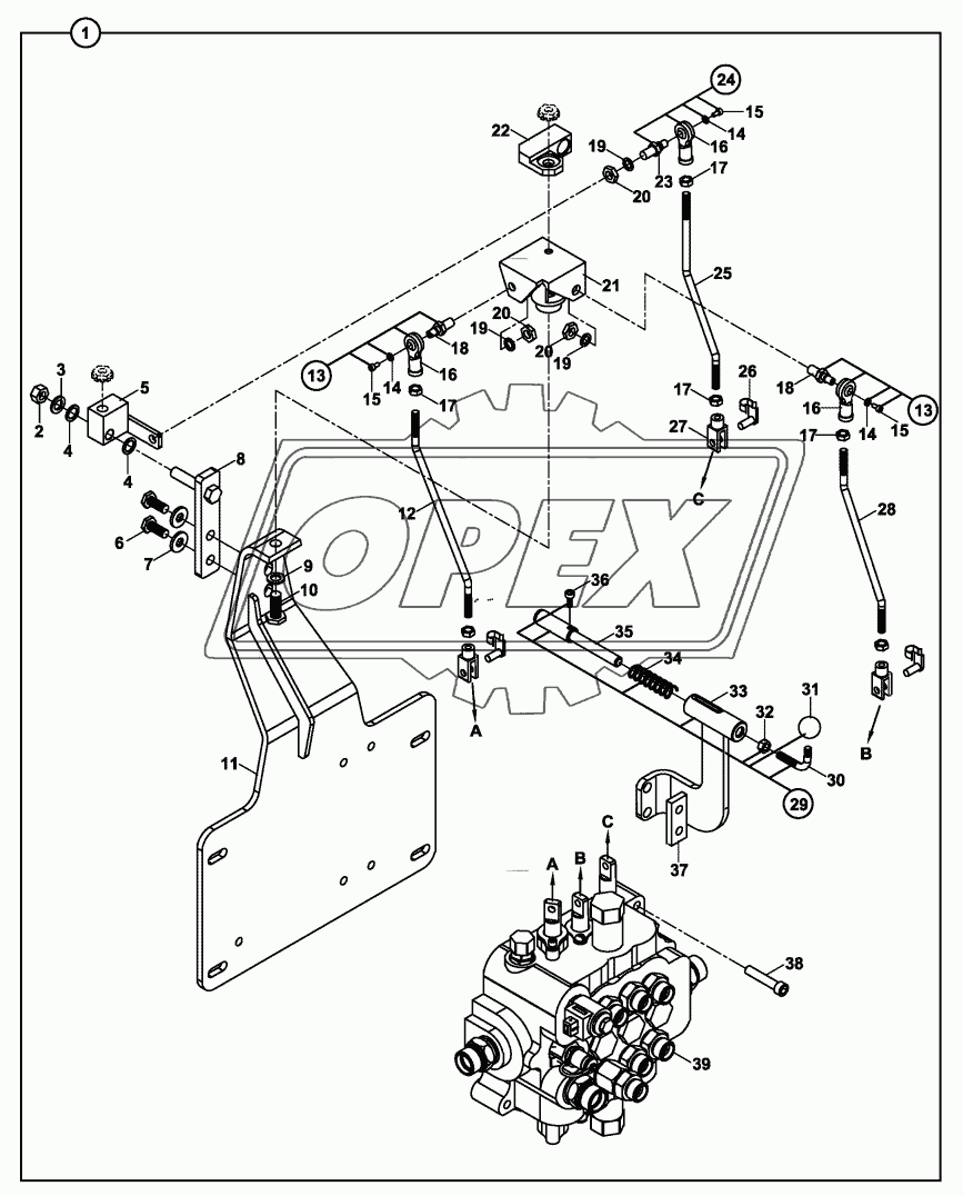 CONTROL MECHANISM, LOADER- WITH LEVER CONTROL