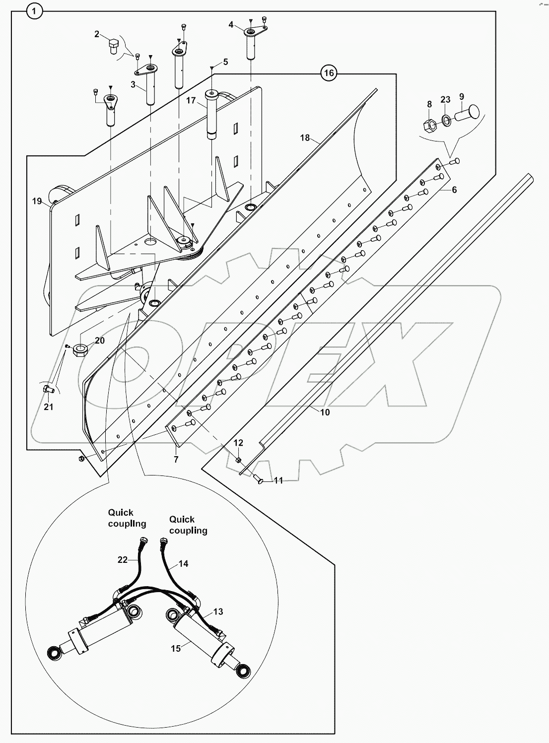  LEVELLING, BLADE, QUICK COUPLER A19001-