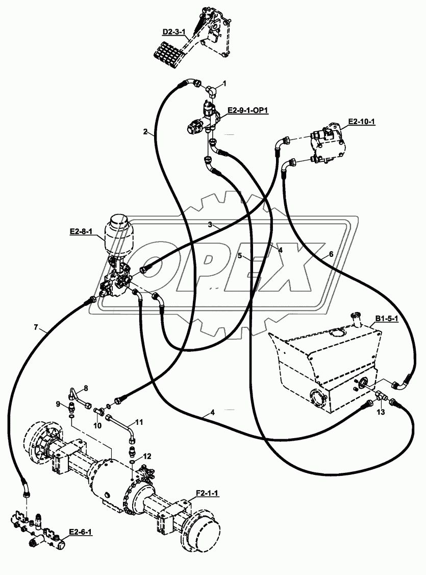 CIRCUIT, HYDRAULIC BRAKE, WITH SINGLE BRAKE PEDAL