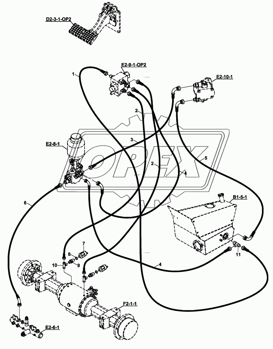 CIRCUIT, HYDRAULIC BRAKE, WITH DOUBLE BRAKE PEDAL