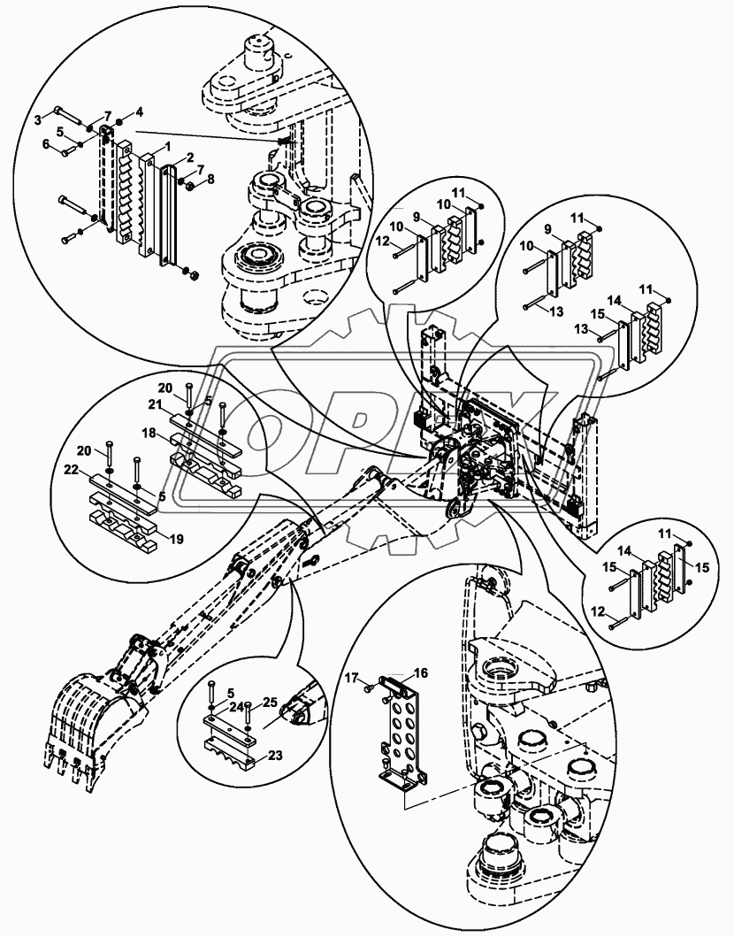 HOSE HOLDER SET, HYDRAULIC, NB, BACKHOE