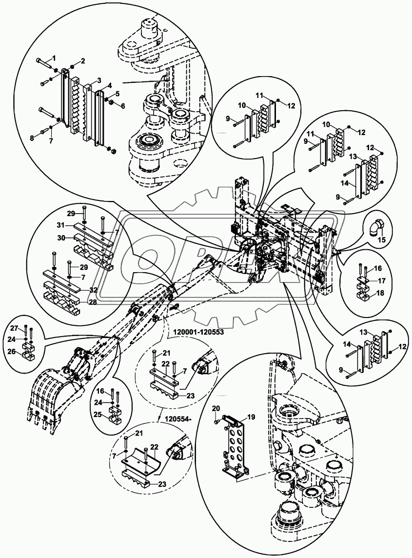 HOSE HOLDER SET, HYDRAULIC, NB+KT, BACKHOE