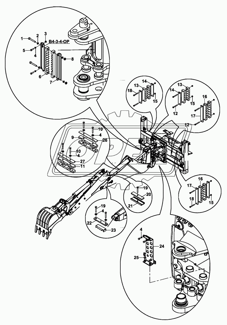 HOSE HOLDER SET, HYDRAULIC, TB, BACKHOE