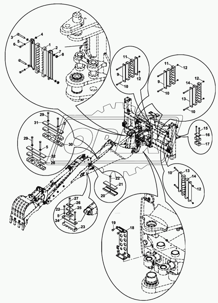 HOSE HOLDER SET, HYDRAULIC, TB+KT, BACKHOE