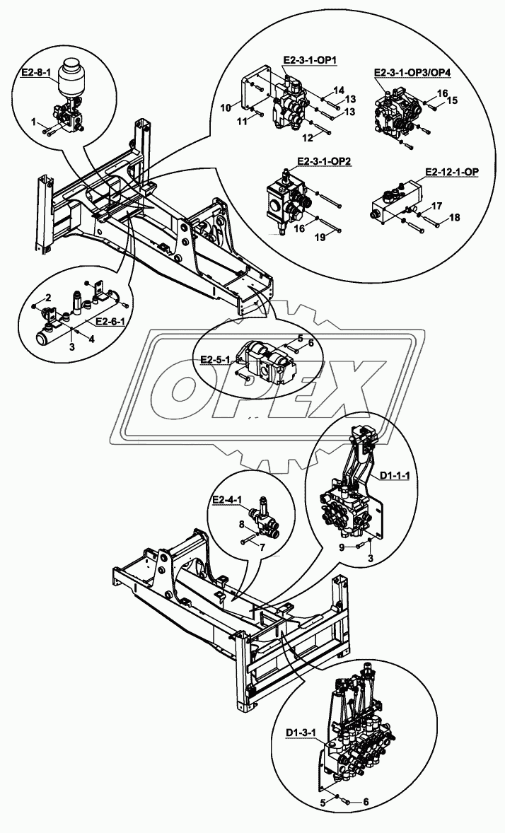 CHASSIS AND HYDRAULIC COMPONENTS MOUNTINGS