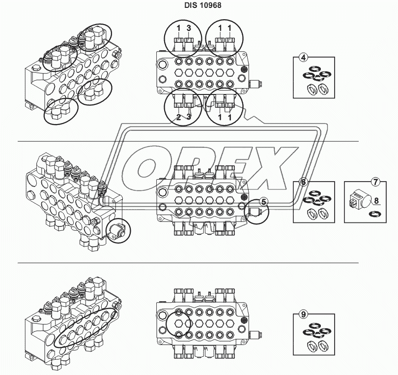 FLOW CONTROL VALVES, BACKHOE CONTROL BLOCK