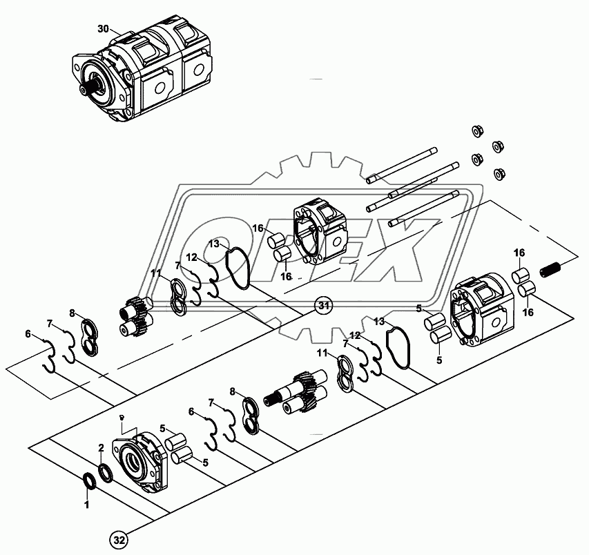 PUMP, HYDRAULIC, HEMA, ( 37/29 cc/rev )