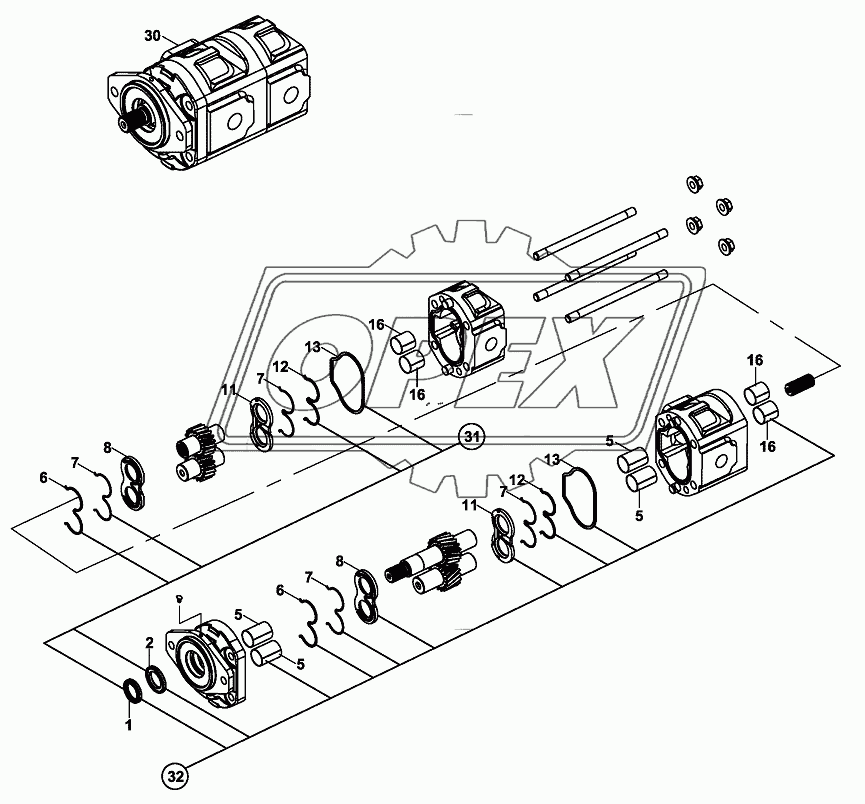 PUMP, HYDRAULIC, HEMA, ( 46/23 cc/rev )