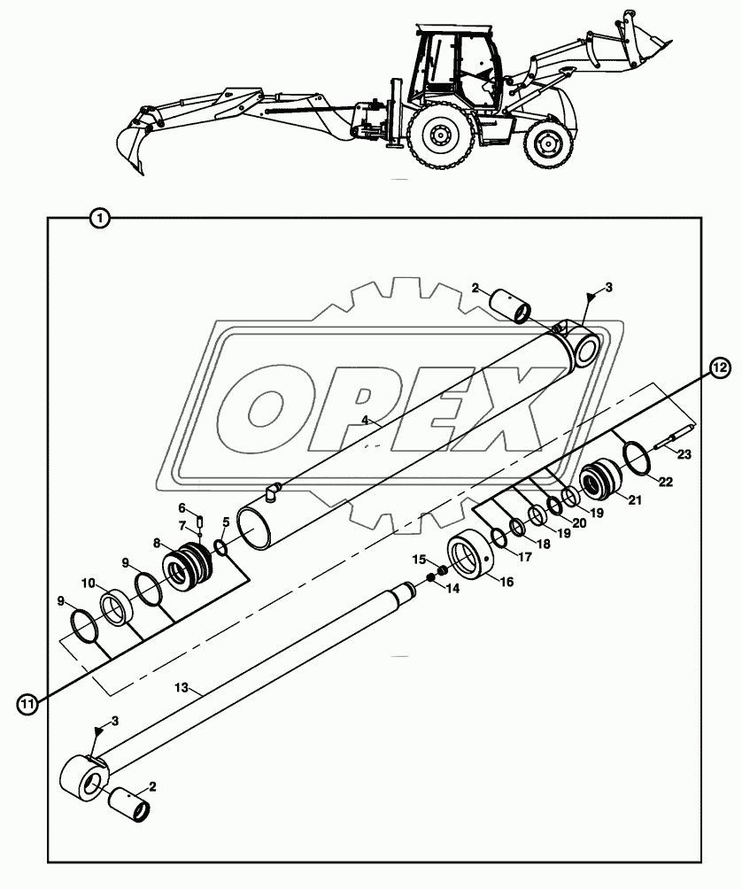 RAM, MAIN BOOM, BACKHOE