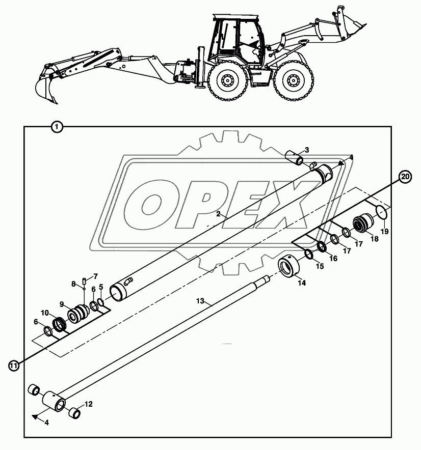 RAM, EXTENSION, TELESCOPIC DIPPER, BACKHOE