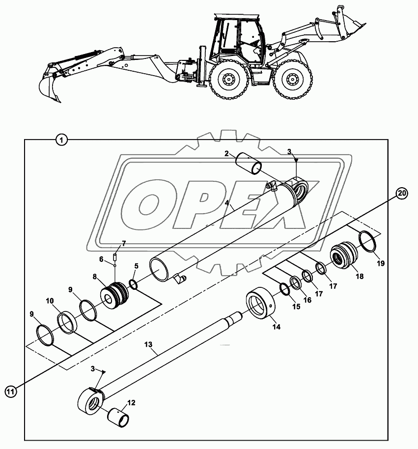 RAM, BUCKET, TELESCOPIC DIPPER, BACKHOE