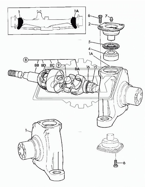 KNUCKLE, FRONT AXLE, SD 80