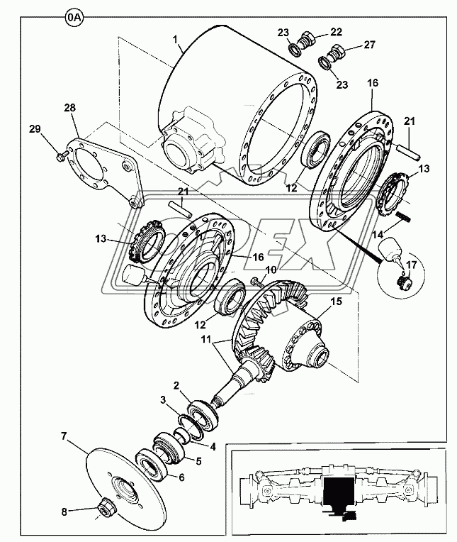 DIFFERENTIAL, ASSEMBLY, REAR AXLE, SD 80