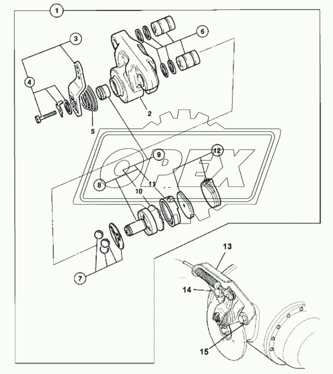 BRAKE, PARKING, REAR AXLE, SD 80