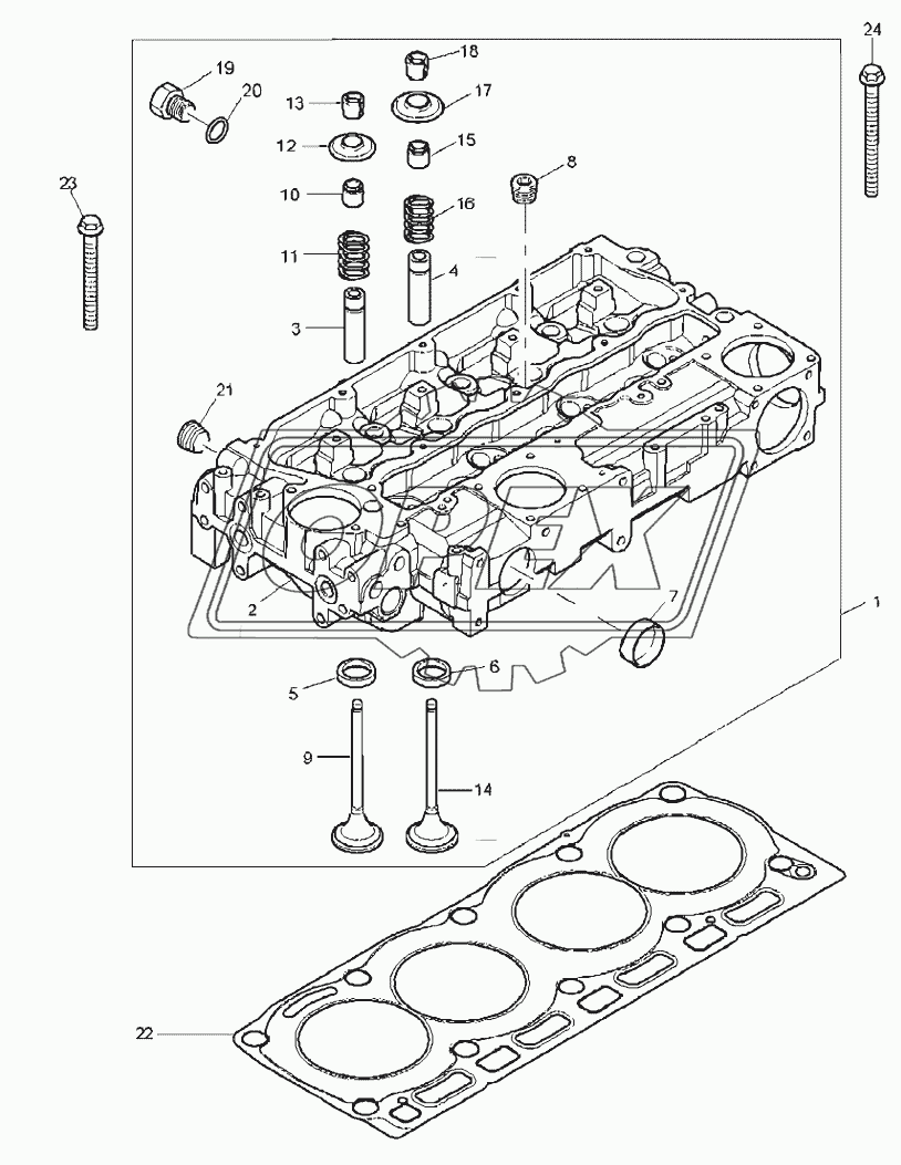 CYLINDER HEAD ASSY, ENGINE 1104C-44T, RG38101