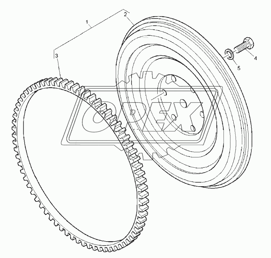 FLYWHEEL AND STARTER RING, ENGINE 1104C-44T, RG38101