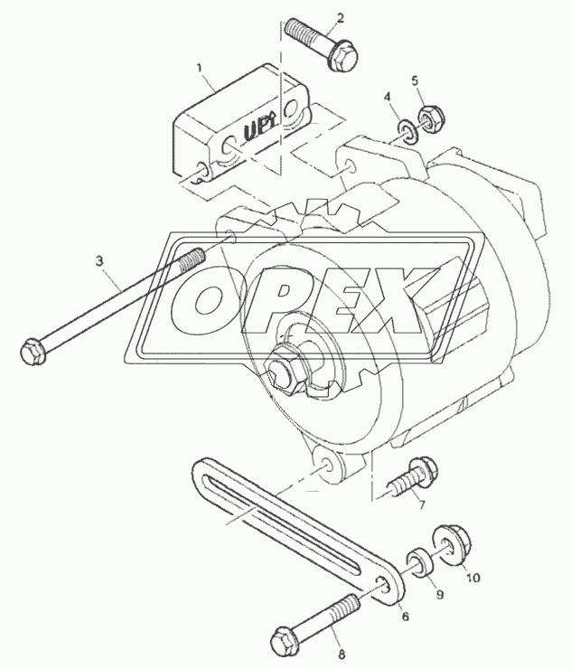 ALTERNATOR BRACKET AND FIXINGS, ENGINE 1104C-44T, RG38101