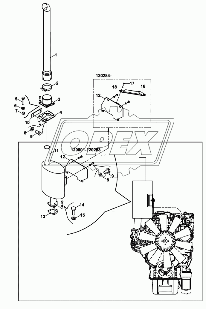 EXHAUST ASSEMBLY - GREEN 2 ENGINE