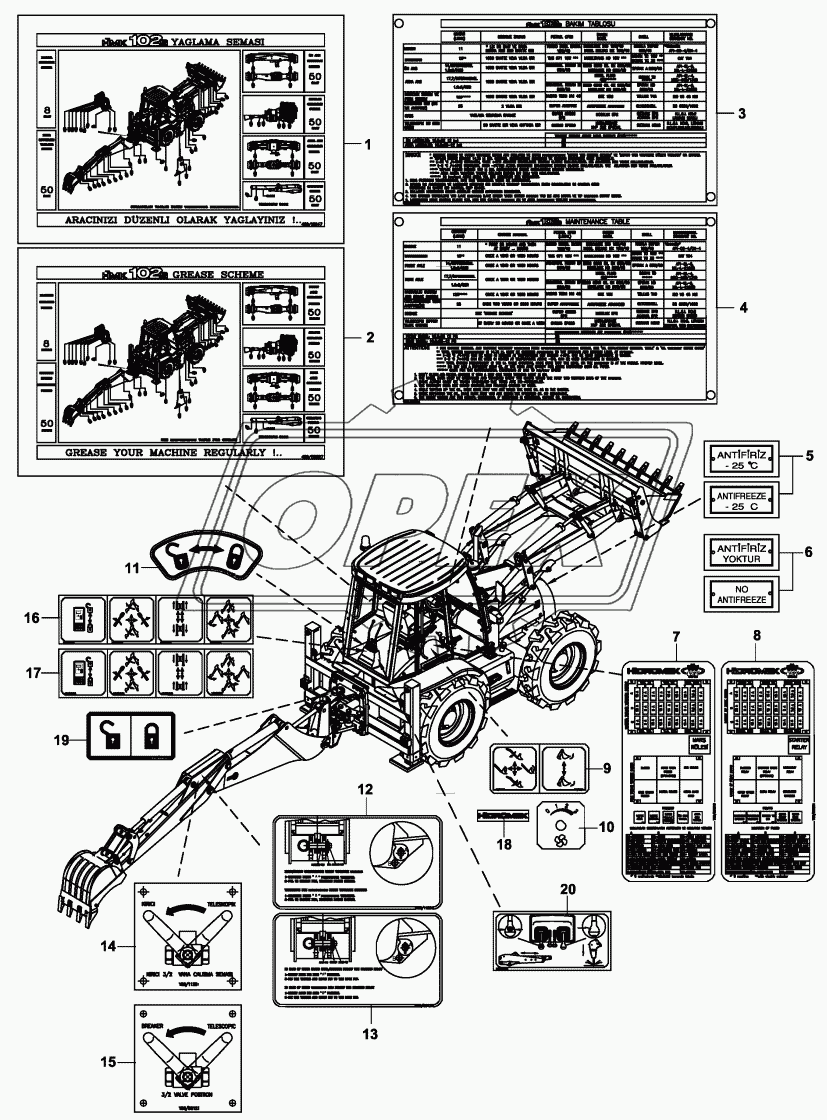 DECAL AND PLATES, OPERATING AND MAINTENANCE