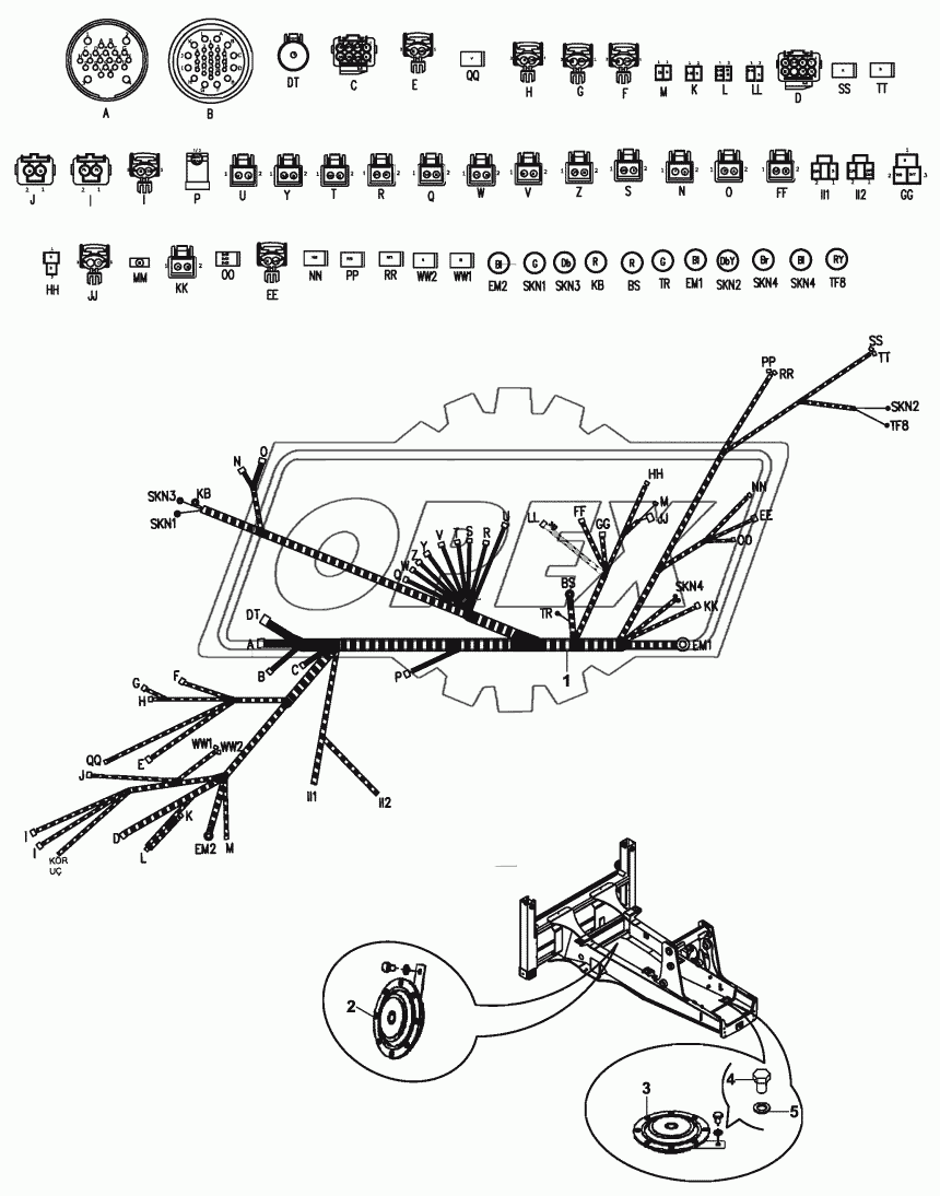 HARNESS, ENGINE, DOUBLE BRAKE PEDAL