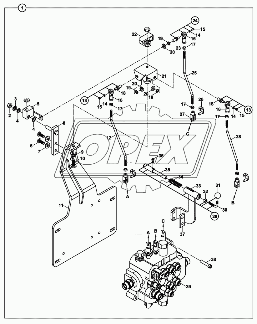 CONTROL MECHANISM, LOADER- WITH LEVER CONTROL