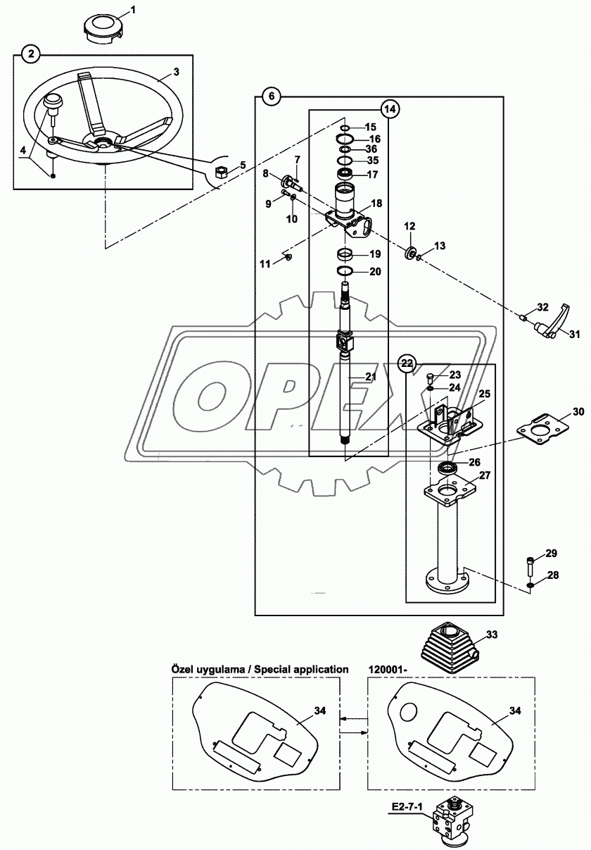 STEERING COLUMN, ADJUSTABLE