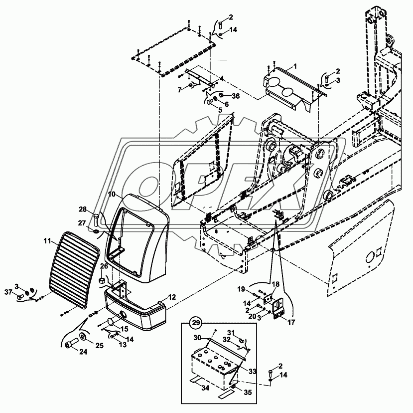 BONNET- ENGINE PANEL- NOSE GUARD- BUMPER- FRONT GRILLE CHASSIS MOUN 2