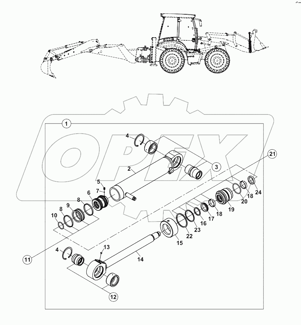  RAM, CLAMSHOVEL, RIGHT - LEFT, LOADER A80001 -