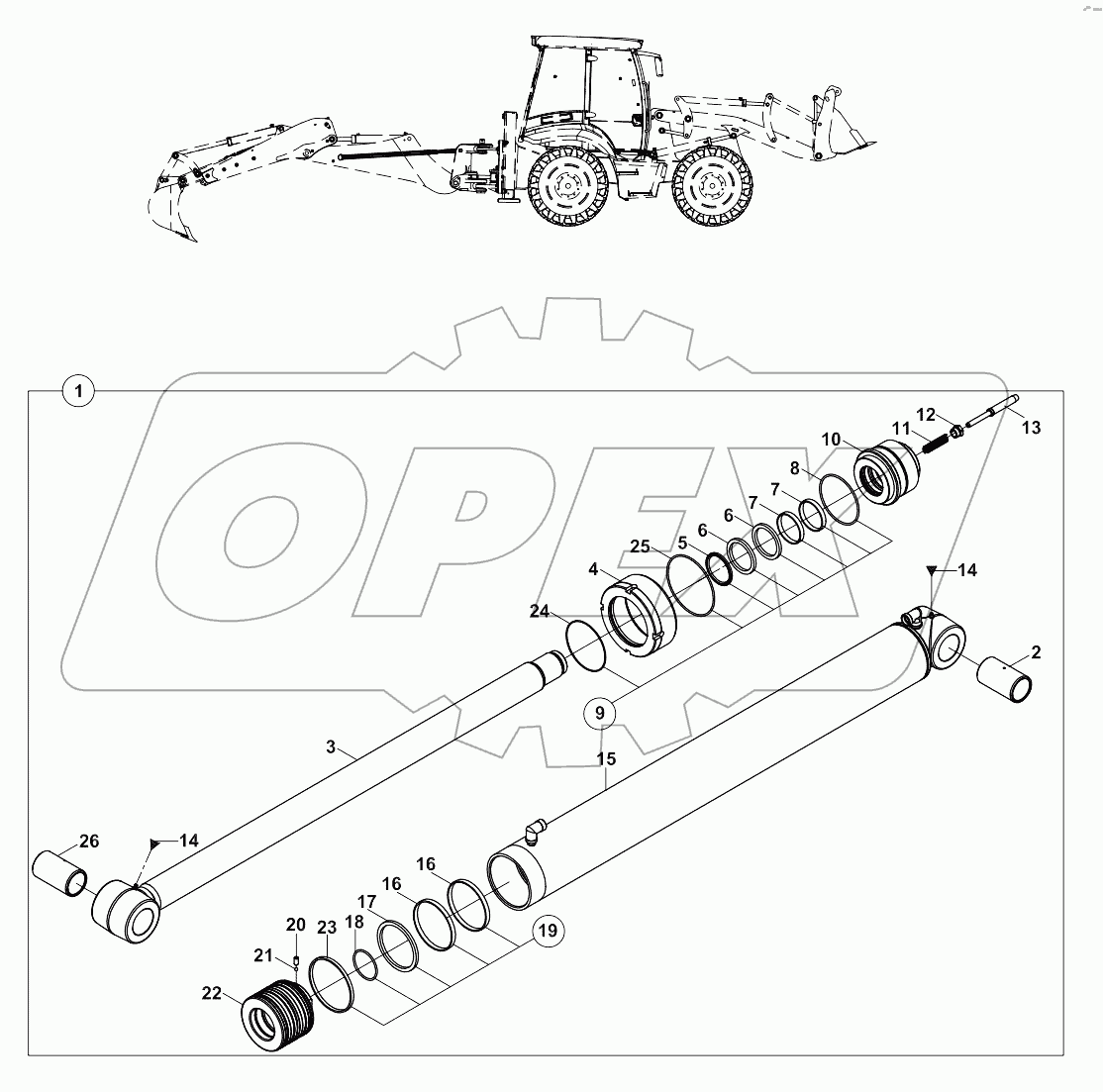  RAM, MAIN BOOM, BACKHOE