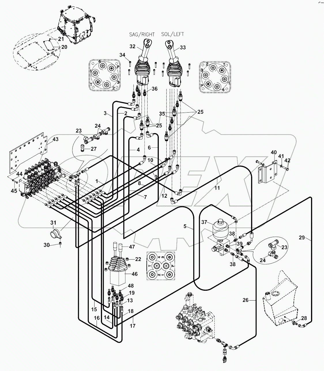  CIRCUIT, HYDRAULIC, JOYSTICK, NB A80001 - A81018