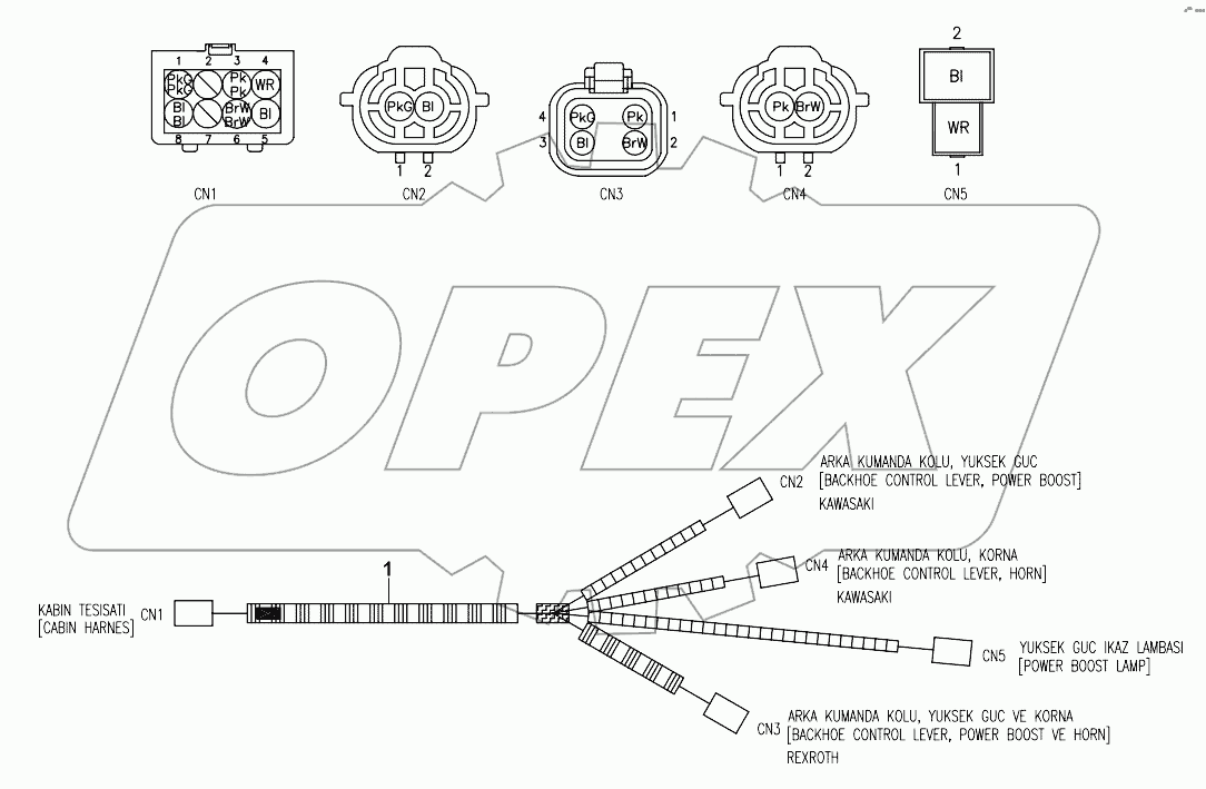  CABLE, BACKHOE CONTROL LEVER A80001 -